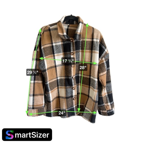 Tan and black plaid flannel button up shirt - Picture 3 of 3